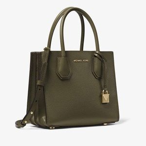 Michael Kors Mercer Olive Lrg Pebbled Leather Tote